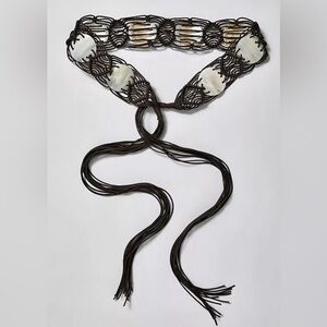 Free People Saltwater Fringe Wrap Belt in Cognac NWT